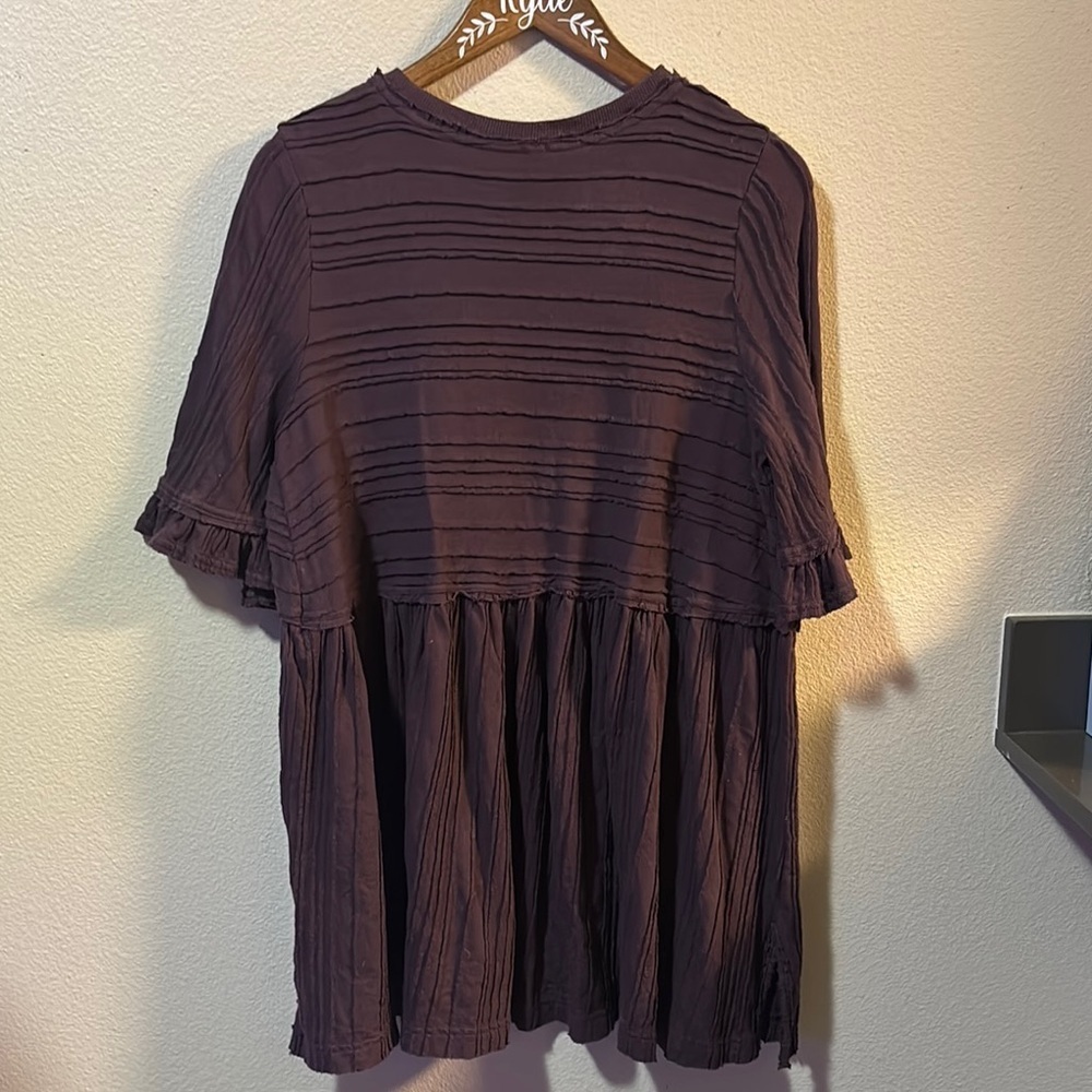 Free People Purple Ruffle Sleeve Top - Picture 2 of 3